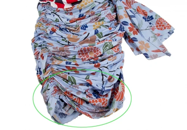 コムデギャルソンCOMME des GARCONS ユニオンジャック花柄再構築ギャザースカート 水色他SS K-112280_011