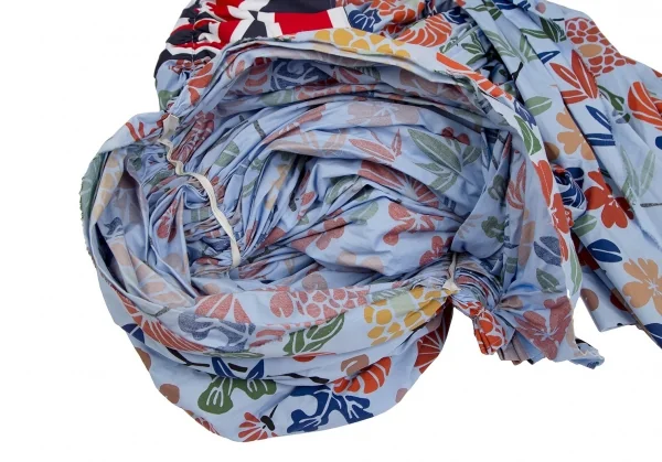 コムデギャルソンCOMME des GARCONS ユニオンジャック花柄再構築ギャザースカート 水色他SS K-112280_014