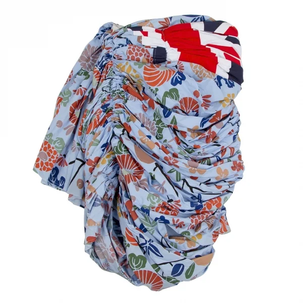 コムデギャルソンCOMME des GARCONS ユニオンジャック花柄再構築ギャザースカート 水色他SS K-112280_015