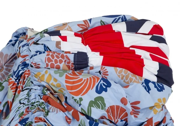 コムデギャルソンCOMME des GARCONS ユニオンジャック花柄再構築ギャザースカート 水色他SS K-112280_016