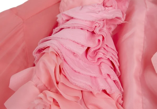 コムデギャルソンCOMME des GARCONS 製品染めフリル装飾ノーカラージャケット ピンクS K-112284_004