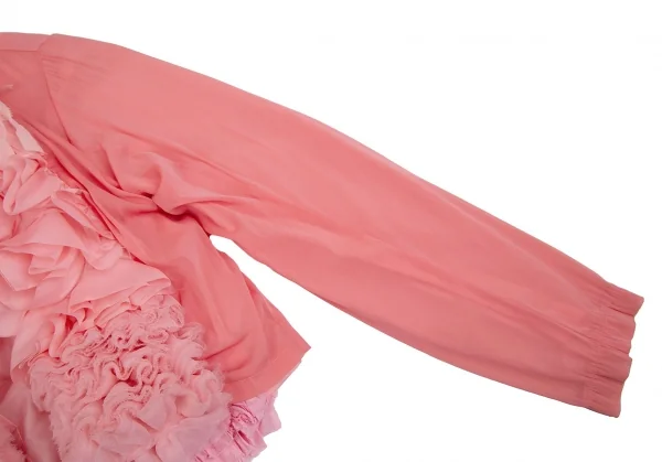 コムデギャルソンCOMME des GARCONS 製品染めフリル装飾ノーカラージャケット ピンクS K-112284_006