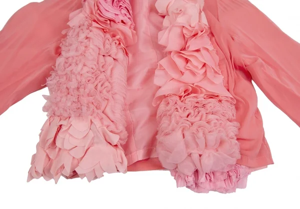 コムデギャルソンCOMME des GARCONS 製品染めフリル装飾ノーカラージャケット ピンクS K-112284_008
