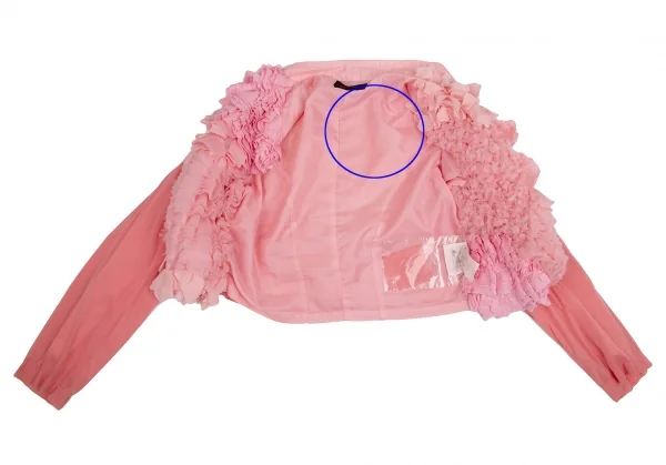 コムデギャルソンCOMME des GARCONS 製品染めフリル装飾ノーカラージャケット ピンクS K-112284_009