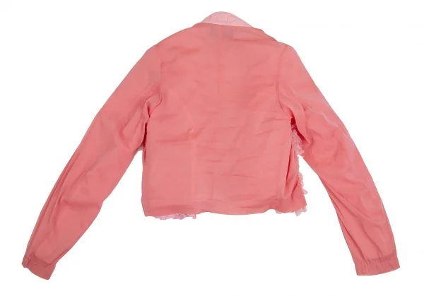 コムデギャルソンCOMME des GARCONS 製品染めフリル装飾ノーカラージャケット ピンクS K-112284_011