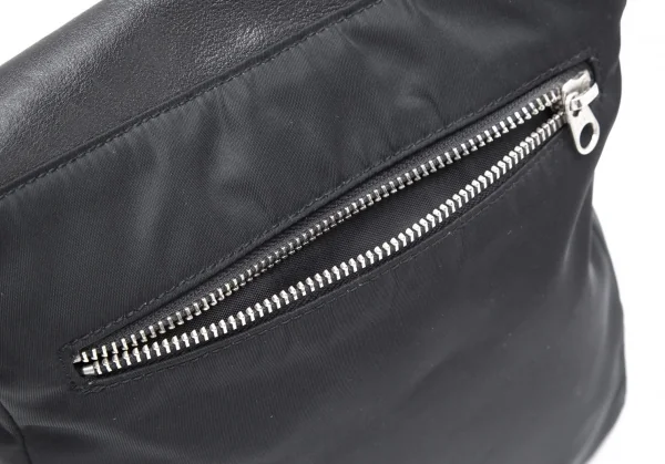 ジャンポールゴルチエJean Paul GAULTIER ドラゴンエンボスレザー切替フラップショルダーバッグ 黒 K-112294_009