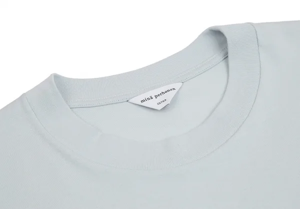 ミナペルホネンmina perhonen エンボスボックスロゴプリントTシャツ ライトブルーEX K-112297_003
