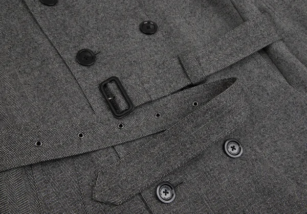 バーバリー ブラックレーベルBURBERRY BLACK LABEL ヘリンボーンライナー付きウールトレンチコート 白黒M K-112307_010