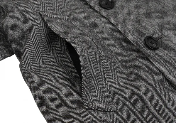 バーバリー ブラックレーベルBURBERRY BLACK LABEL ヘリンボーンライナー付きウールトレンチコート 白黒M K-112307_011