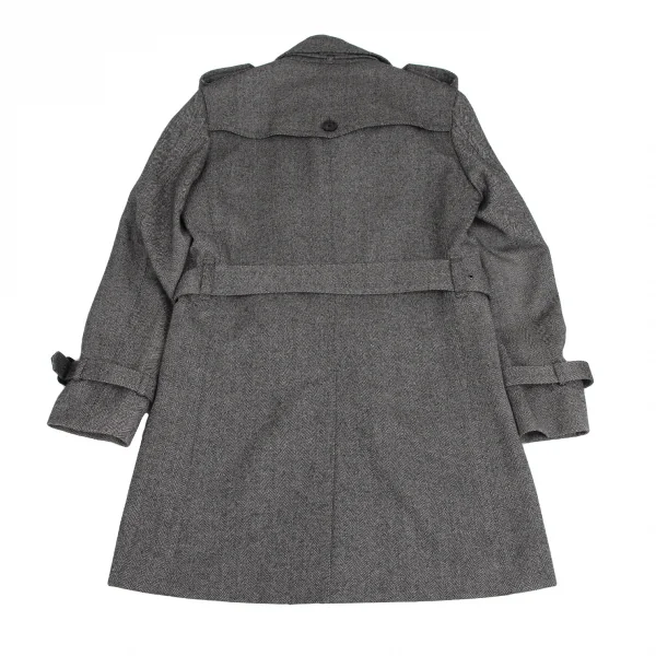 バーバリー ブラックレーベルBURBERRY BLACK LABEL ヘリンボーンライナー付きウールトレンチコート 白黒M K-112307_014