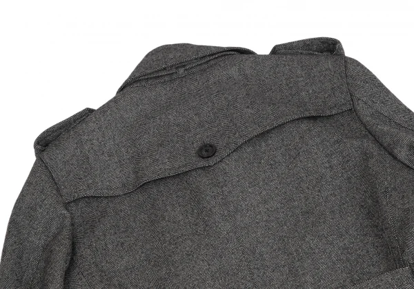 バーバリー ブラックレーベルBURBERRY BLACK LABEL ヘリンボーンライナー付きウールトレンチコート 白黒M K-112307_015