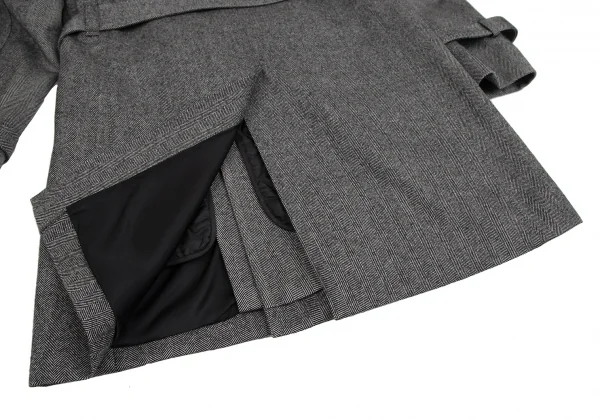 バーバリー ブラックレーベルBURBERRY BLACK LABEL ヘリンボーンライナー付きウールトレンチコート 白黒M K-112307_017