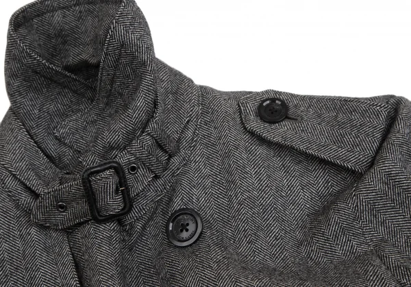 バーバリー ブラックレーベルBURBERRY BLACK LABEL ヘリンボーンライナー付きウールトレンチコート 白黒M K-112307_005