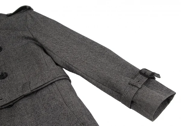 バーバリー ブラックレーベルBURBERRY BLACK LABEL ヘリンボーンライナー付きウールトレンチコート 白黒M K-112307_006
