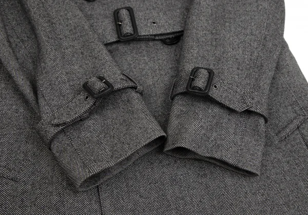 バーバリー ブラックレーベルBURBERRY BLACK LABEL ヘリンボーンライナー付きウールトレンチコート 白黒M K-112307_007
