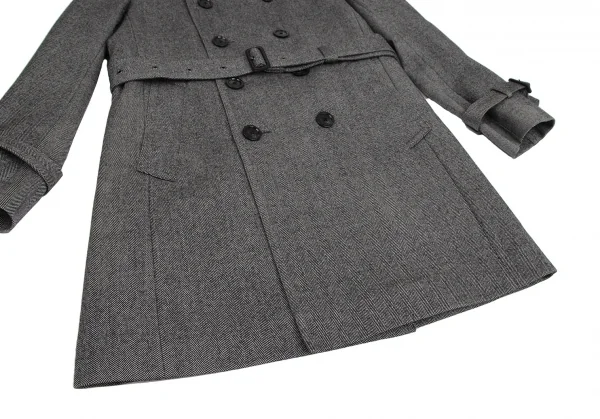 バーバリー ブラックレーベルBURBERRY BLACK LABEL ヘリンボーンライナー付きウールトレンチコート 白黒M K-112307_009
