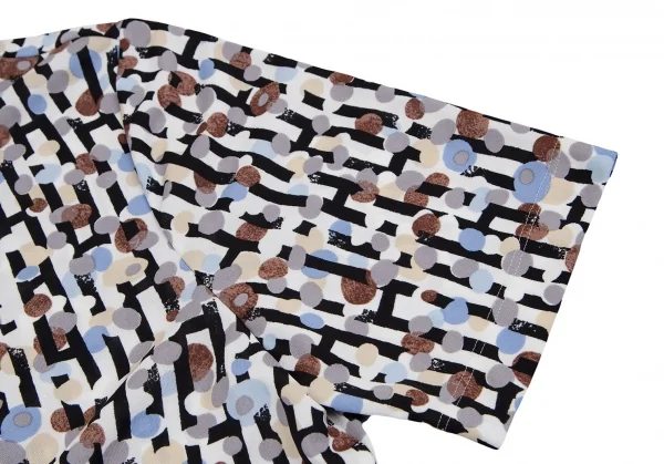 ハナエモリHANAE MORI 幾何学ドットプリントフリルトップス 白黒他40 K-112310_006