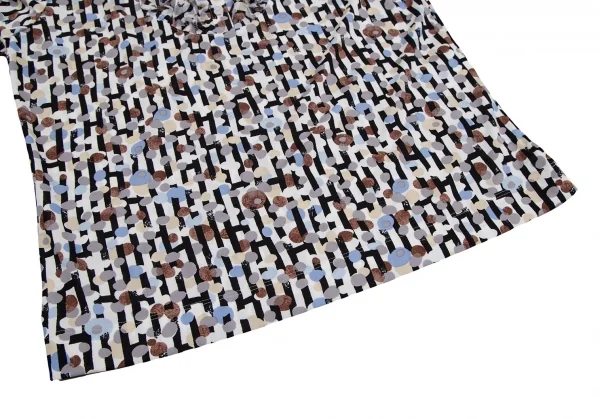 ハナエモリHANAE MORI 幾何学ドットプリントフリルトップス 白黒他40 K-112310_007