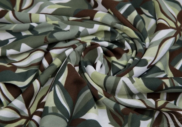 ハナエモリHANAE MORI リーフプリントトップス 白緑L K-112311_011