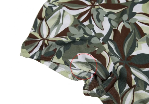 ハナエモリHANAE MORI リーフプリントトップス 白緑L K-112311_006