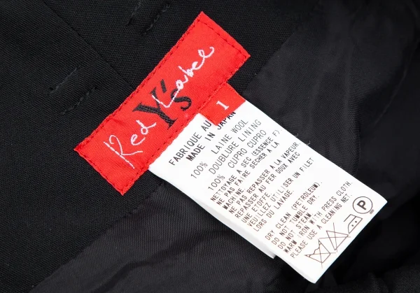 ワイズ レッドレーベルY's red Label ウールタック裾ダブルパンツ 黒1 K-112328_011