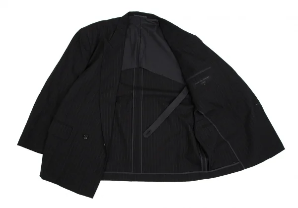 コムデギャルソン オムCOMME des GARCONS HOMME ストライプダブルブレストジャケット 黒M K-112351_012