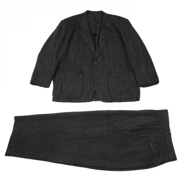 コムデギャルソン オムCOMME des GARCONS HOMME レーヨンピンストライプツータックパンツ チャコールS K-112353_011