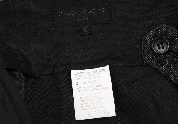 コムデギャルソン オムCOMME des GARCONS HOMME レーヨンピンストライプツータックパンツ チャコールS K-112353_012