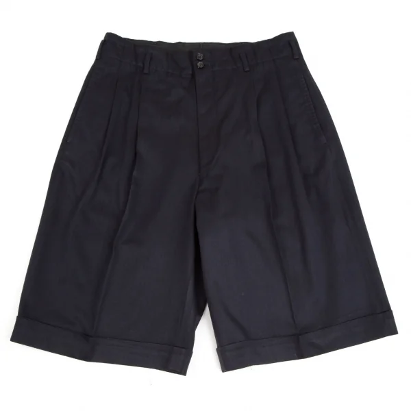 コムデギャルソン オムプリュスCOMME des GARCONS HOMME PLUS 裾折り返しツータックハーフパンツ 濃紺M K-112356_001