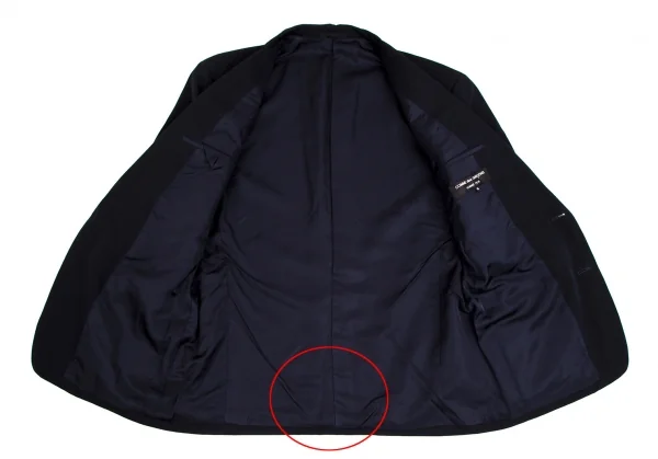 コムデギャルソン オムプリュスCOMME des GARCONS HOMME PLUS ウールギャバノッチドラペル2Bジャケット 紺M K-112360_011