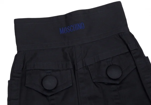 モスキーノ ジーンズMOSCHINO JEANS ロゴ刺繍デカボタンハイウエストスカート 紺9 K-112378_011