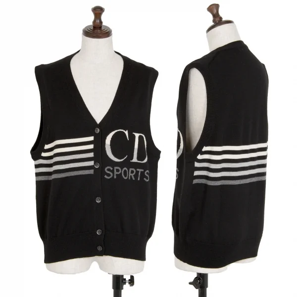 クリスチャンディオールスポーツChristian Dior SPORTS ロゴボーダーニットカーディガンベスト 黒 K-112380_001