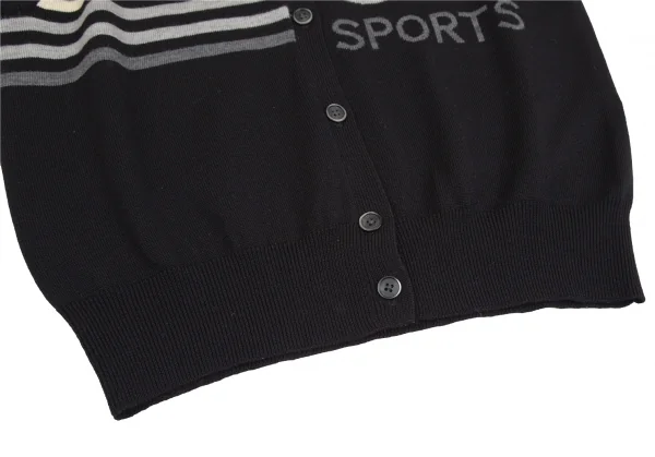 クリスチャンディオールスポーツChristian Dior SPORTS ロゴボーダーニットカーディガンベスト 黒 K-112380_009