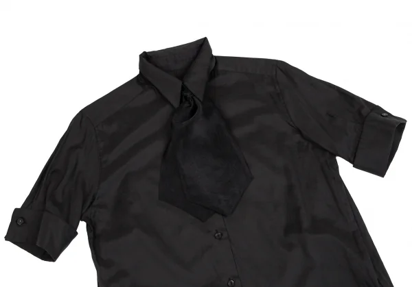 ジュニアゴルチエJUNIOR GAULTIER スカーフ付きシースルー5分袖カフスシャツ 黒40 K-112381_003