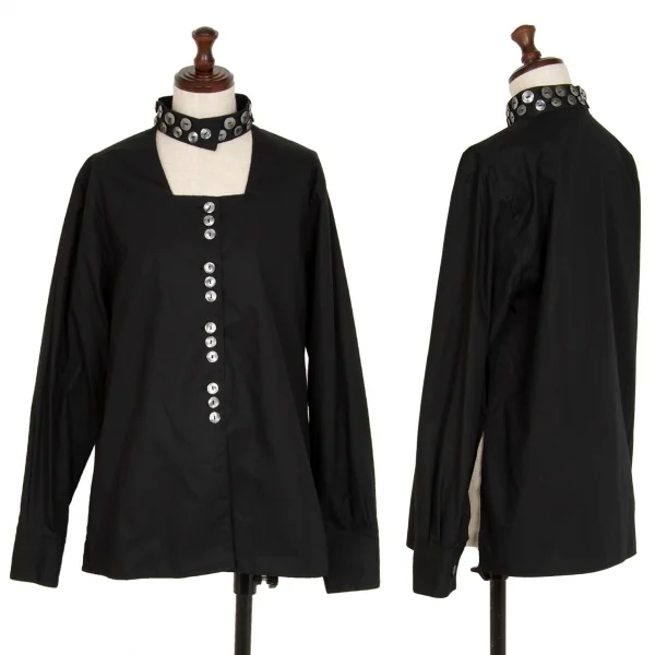 ジュニアゴルチエJUNIOR GAULTIER スクエアネックメニーボタンシャツ 黒40 K-112382_001