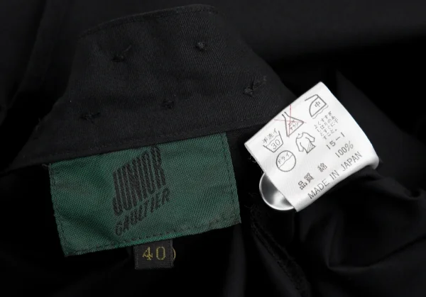 ジュニアゴルチエJUNIOR GAULTIER スクエアネックメニーボタンシャツ 黒40 K-112382_019