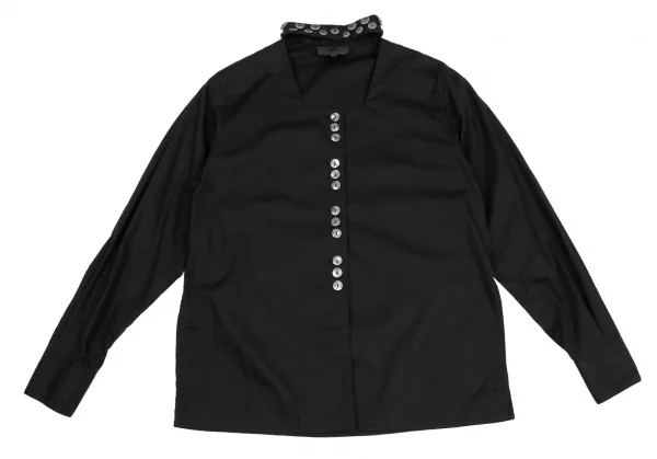 ジュニアゴルチエJUNIOR GAULTIER スクエアネックメニーボタンシャツ 黒40 K-112382_002