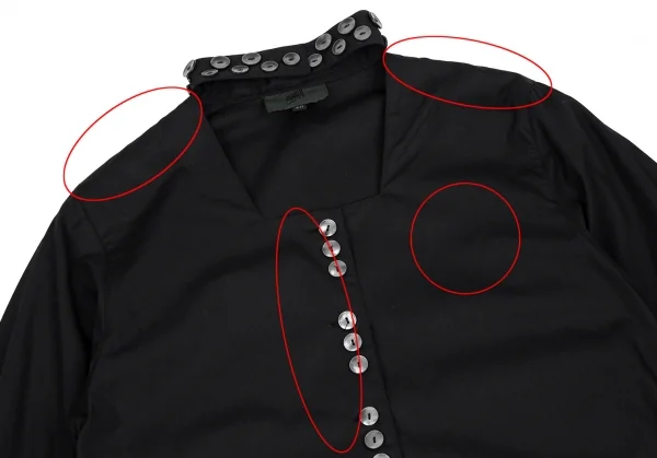 ジュニアゴルチエJUNIOR GAULTIER スクエアネックメニーボタンシャツ 黒40 K-112382_003