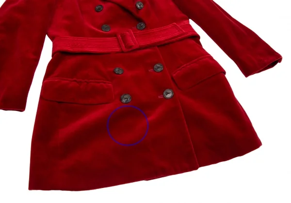 ジャンポールゴルチエ クラシックJean Paul GAULTIER CLASSIQUE ベルテッドベロアダブルブレストジャケット 赤40 K-112385_011