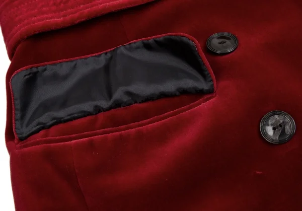 ジャンポールゴルチエ クラシックJean Paul GAULTIER CLASSIQUE ベルテッドベロアダブルブレストジャケット 赤40 K-112385_013