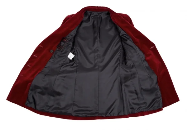 ジャンポールゴルチエ クラシックJean Paul GAULTIER CLASSIQUE ベルテッドベロアダブルブレストジャケット 赤40 K-112385_015