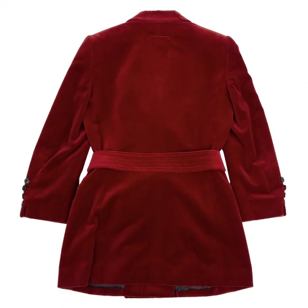 ジャンポールゴルチエ クラシックJean Paul GAULTIER CLASSIQUE ベルテッドベロアダブルブレストジャケット 赤40 K-112385_016