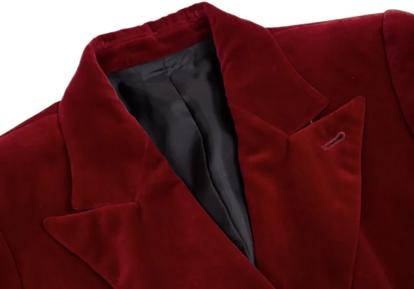ジャンポールゴルチエ クラシックJean Paul GAULTIER CLASSIQUE ベルテッドベロアダブルブレストジャケット 赤40 K-112385_003