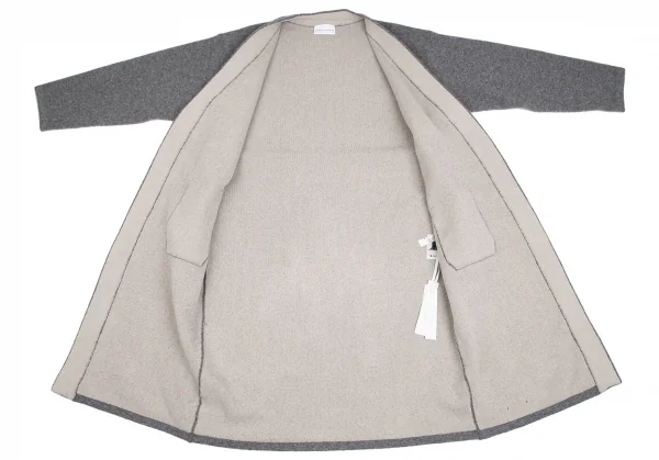 アンダーソンアンダーソンUNDERSON UNDERSON 和紙ファブリックダブルフェイスニットガウンコート グレー1 K-112389_012