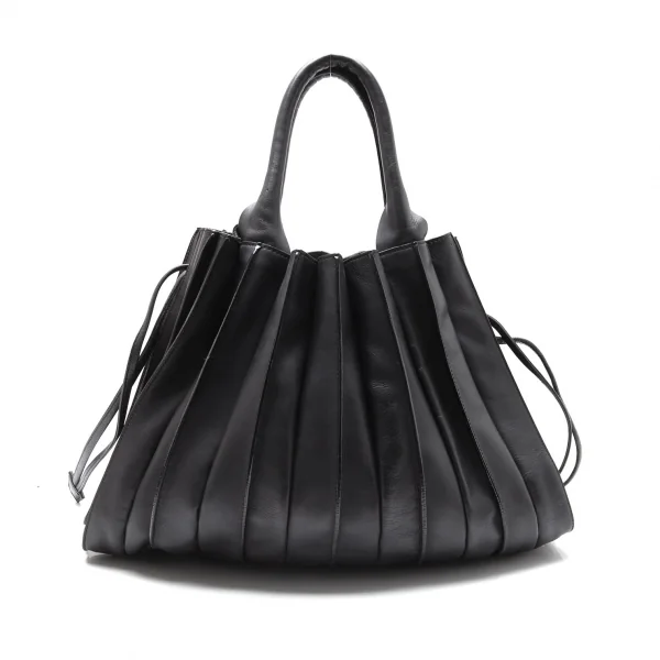 ルポLUPO レザープリーツハンドバッグ 黒 K-112394_005