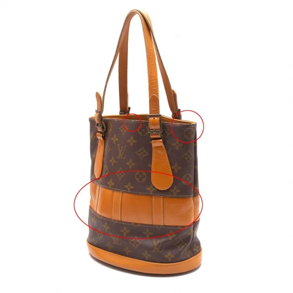 ルイヴィトンLouis Vuitton 旧バケットPM モノグラムバケツバッグ 茶 K-112395_002