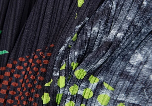 プリーツプリーズPLEATS PLEASE グラフィックプリントボタンレスカーディガン 紺マルチ4 K-112411_017