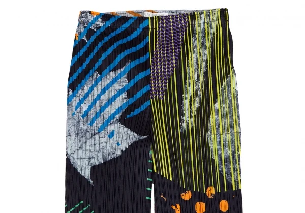 プリーツプリーズPLEATS PLEASE グラフィックプリントパンツ 紺マルチM位 K-112412_002
