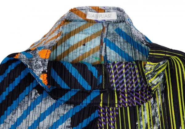 プリーツプリーズPLEATS PLEASE グラフィックプリントパンツ 紺マルチM位 K-112412_004