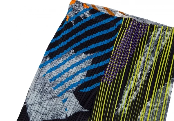 プリーツプリーズPLEATS PLEASE グラフィックプリントパンツ 紺マルチM位 K-112412_006